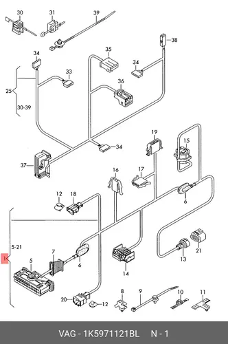 проводка двери 1K5971121BL VAG
