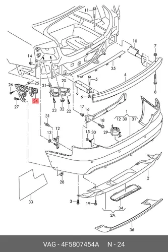 направляющая бампера 4F5807454A VAG