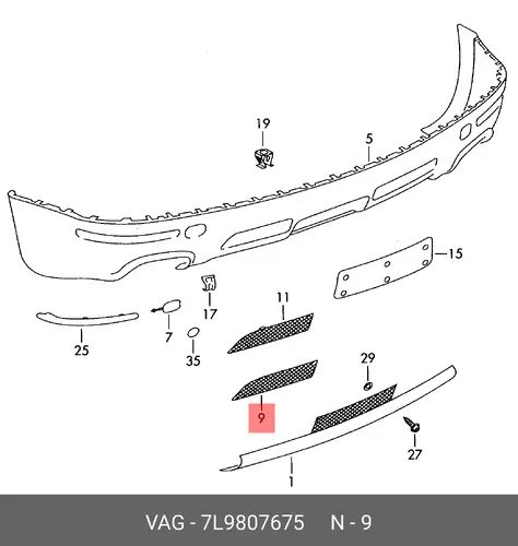 Решетка радиатора VAG 7L9807675