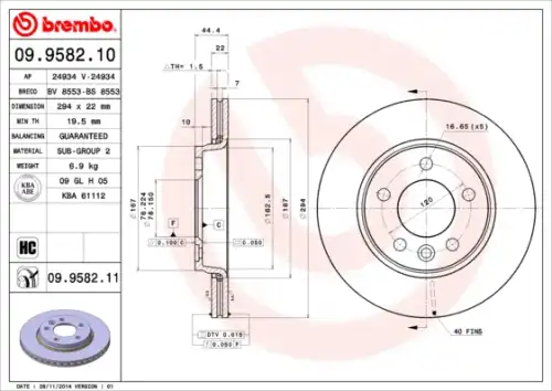 Тормозной диск BREMBO 9958210