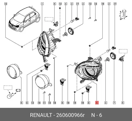 Фара RENAULT 260600966R
