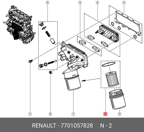 Фильтр масляный RENAULT 7701057828