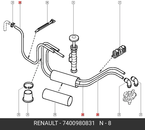 7400980831 Трубка пластик.D6 mm RENAULT