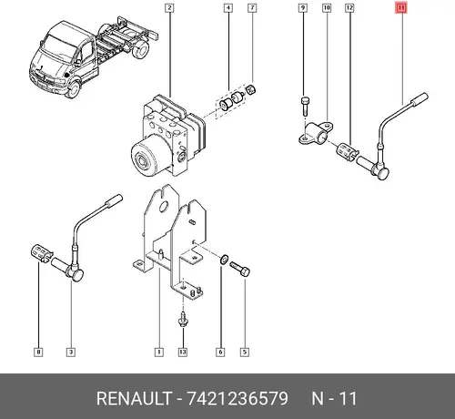 Датчик ABS RENAULT 7421236579