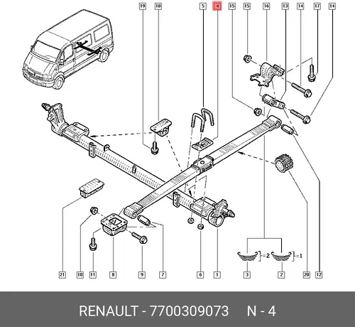  КРОНШТЕЙН РЕССОРЫ ПОДВЕСКИ 7700309073 RENAULT