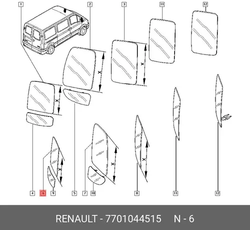 стекло зеркала п.+л. Ren 7701044515 RENAULT