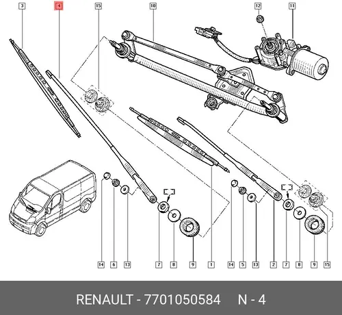 ПОВОДОК СТЕКЛООЧИСТИТЕЛЯ 7701050584 RENAULT