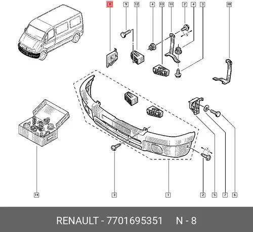  7701695351 RENAULT КРЕПЛЕНИЕ БАМПЕРА