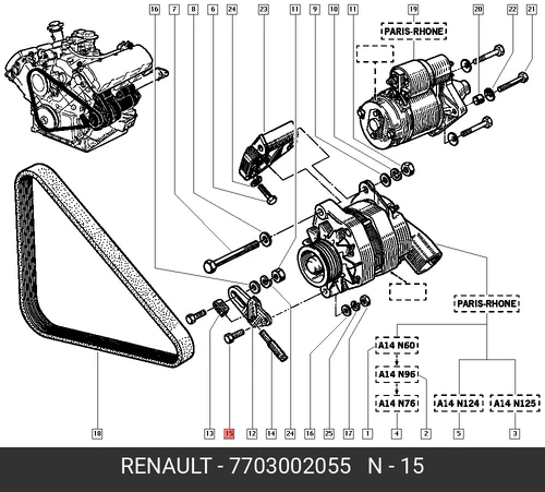БОЛТ М8Х1,25Х30 ПОЛНАЯ РЕЗЬБА 7703002055 RENAULT