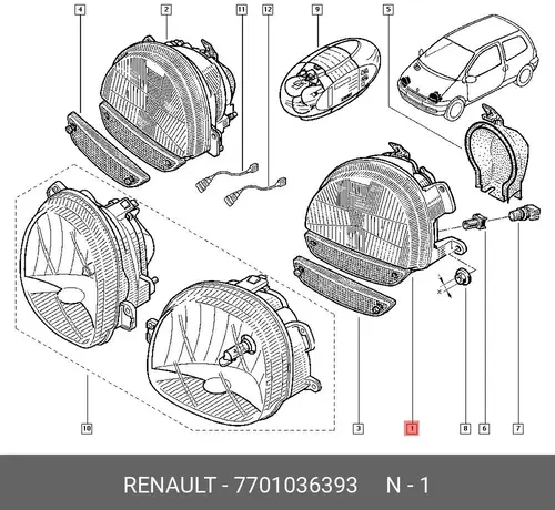 Фара RENAULT 7701036393