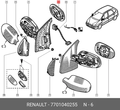 ЗЕРКАЛО ЗАД. ВИДА ПР. 7701040255 RENAULT