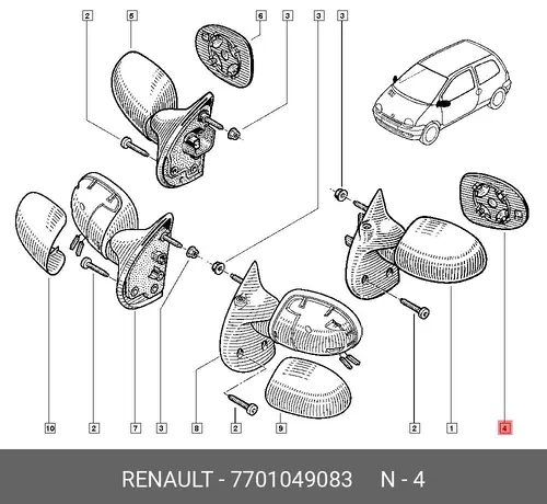 стекло зеркала л. Ren 7701049083 RENAULT