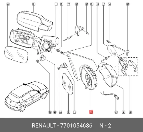 ЗЕРКАЛО ПРАВОЕ 7701054686 RENAULT