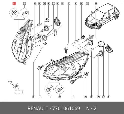 Фара RENAULT 7701061069