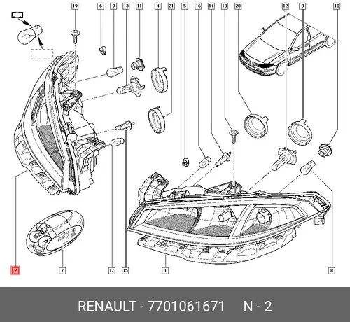 Фара RENAULT 7701061671