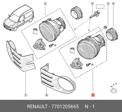 Фара противотуманная RENAULT 7701205665