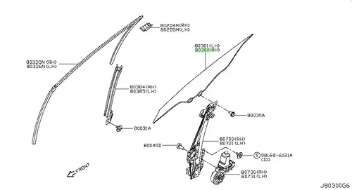  СТЕКЛО ДВЕРИ ПЕРЕД 803003TT0B NISSAN