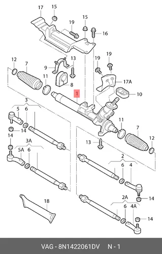 Рулевая рейка VAG 8N1422061DV