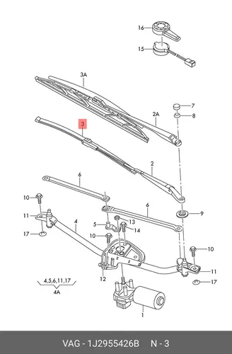 Щетка стеклоочистителя 1J2955426B VAG