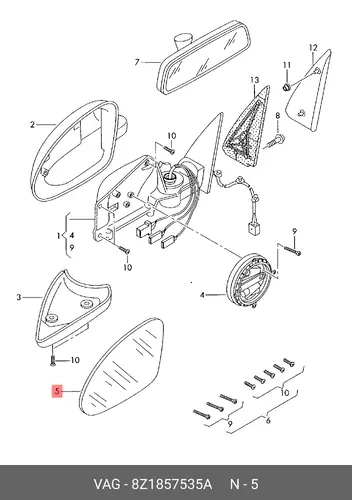 стекло зеркала л. Audi 8Z1857535A VAG