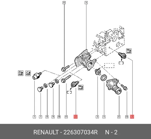 Датчик температуры автомобильный RENAULT 226307034R