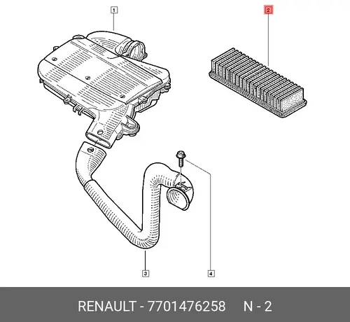 Фильтр воздушный RENAULT 7701476258