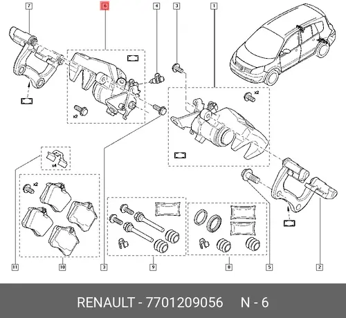 Суппорт тормозной RENAULT 7701209056