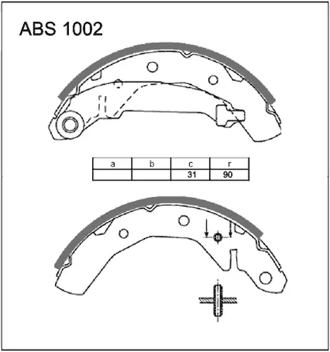 Тормозные колодки барабанные ALLIED NIPPON ABS1002