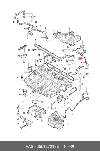  06L127213E ПАТРУБОК ТРУБЧАТЫЙ (24CL) VAG