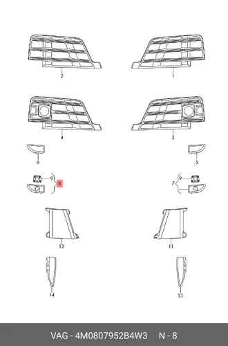  (8 гр.), (AUDI), Накладка 4M0807952B4W3 VAG