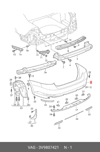 Облицовка бампера 3V9807421 VAG