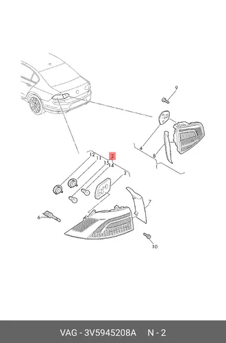 Фонарь задний VAG 3V5945208A