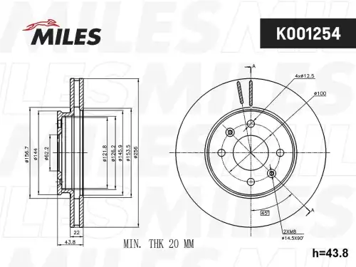 Тормозной диск MILES K001254