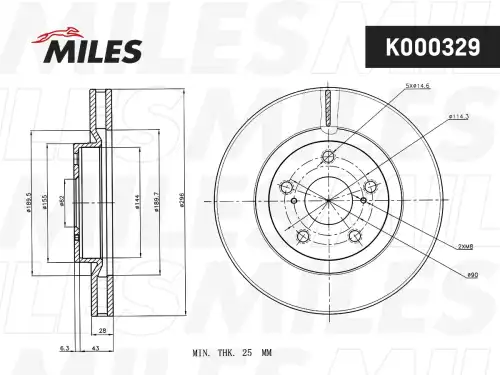 Тормозной диск MILES K000329
