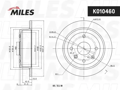 Тормозной диск MILES K010460