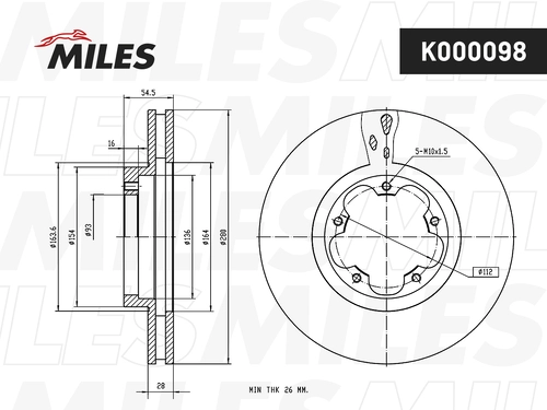 Тормозной диск MILES K000098