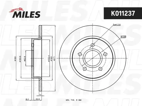 Тормозной диск MILES K011237