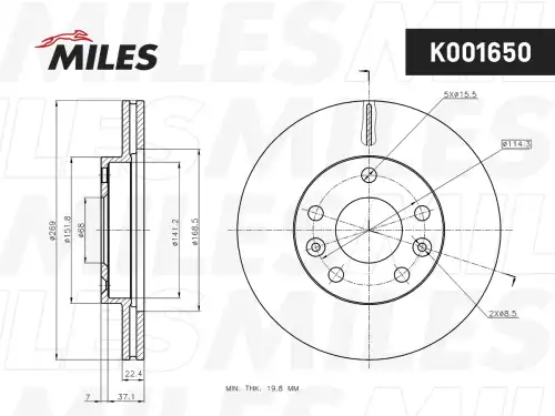 Тормозной диск MILES K001650