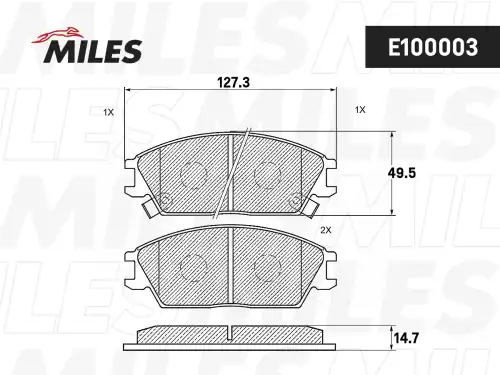 Тормозные колодки дисковые передняя ось MILES E100003