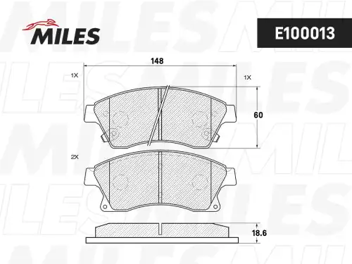 Тормозные колодки дисковые передняя ось MILES E100013