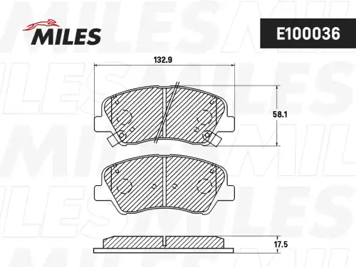 Тормозные колодки дисковые передняя ось MILES E100036