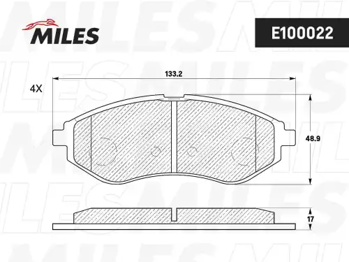 Тормозные колодки дисковые передняя ось MILES E100022
