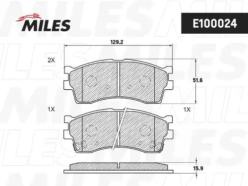 Тормозные колодки дисковые передняя ось MILES E100024