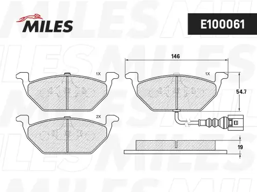 Тормозные колодки дисковые передняя ось MILES E100061
