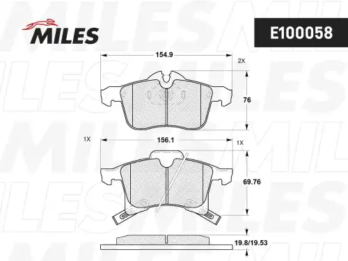Тормозные колодки дисковые передняя ось MILES E100058