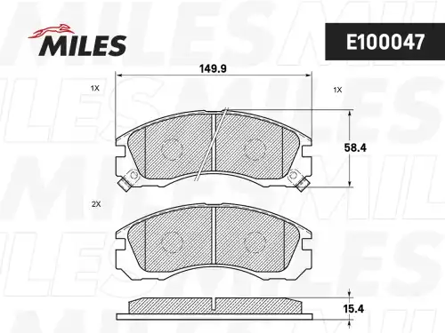 Тормозные колодки дисковые передняя ось MILES E100047