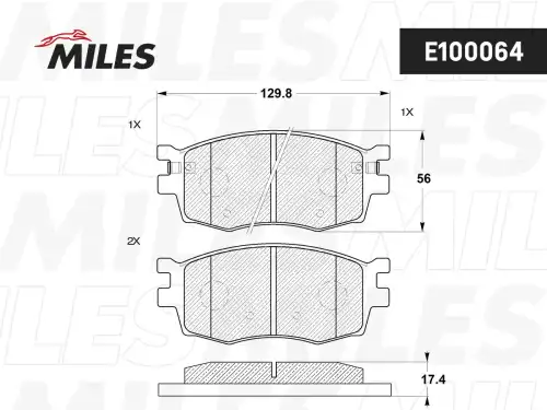 Тормозные колодки дисковые передняя ось MILES E100064