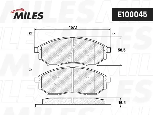 Тормозные колодки дисковые передняя ось MILES E100045