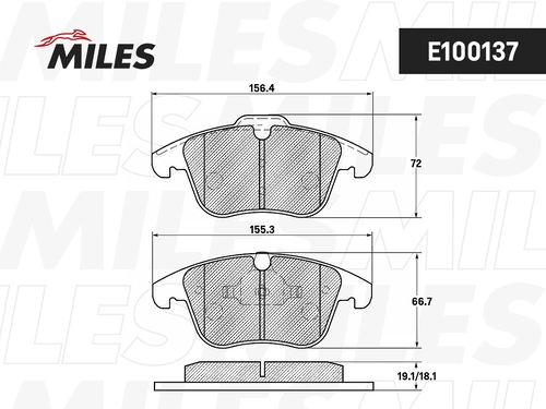 Тормозные колодки дисковые передняя ось MILES E100137