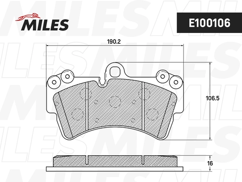 Тормозные колодки дисковые передняя ось MILES E100106